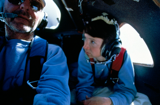 Dick Rutan and Jeanna Yeager inside the cramped cockpit during the flight.